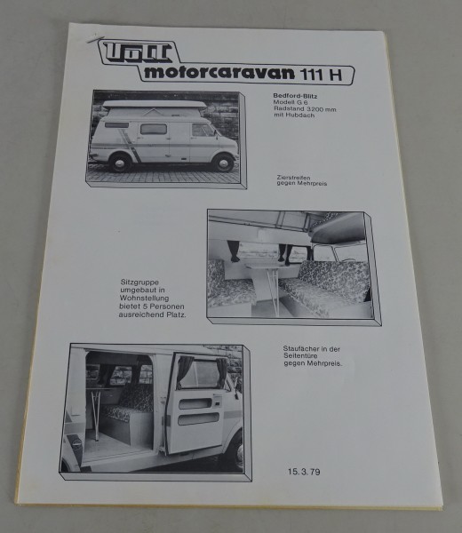 Prospekt / Broschüre Opel Bedford Blitz Modell G 6 Reisemobil Ausgabe 1979