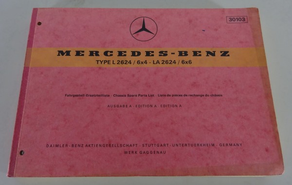 Teilekatalog Mercedes-Benz LKW L 2624 6x4 / LA 2624 6x6 Bm. 343 von 1970 (30103)