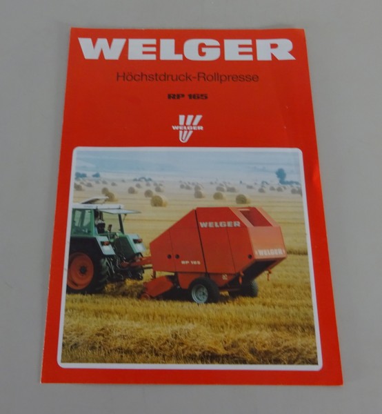 Prospekt / Broschüre Welger Höchstdruck-Rollpressen RP 165 Stand 09/1992