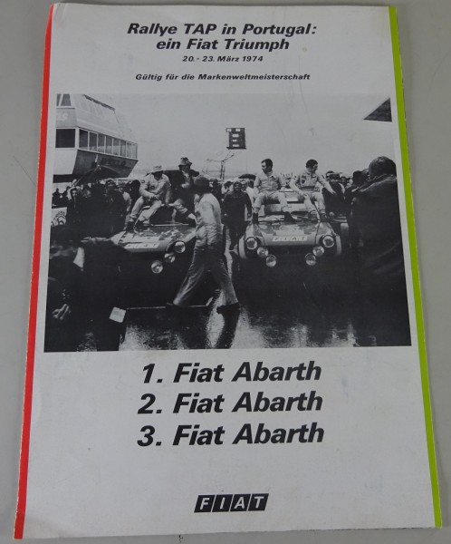 Prospekt / Prospektblatt | Rallye TAP in Portugal: ein Fiat Triumph | Stand 1974