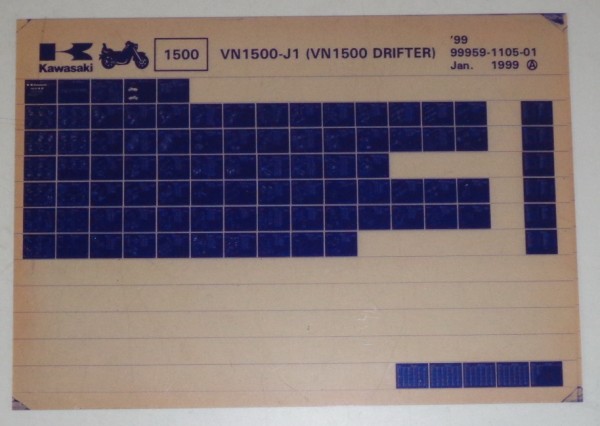 Microfich Ersatzteilkatalog Kawasaki VN1500 DRIFTER J1 Model 1999 Stand 01/99