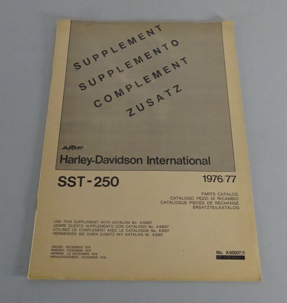 Zusatz-Teilekatalog Harley Davidson SST-250 Modell 1976/77 Stand 12/1976