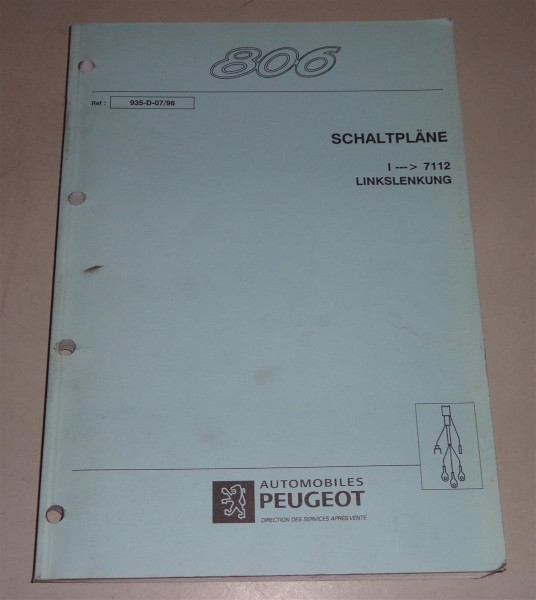 Werkstatthandbuch Peugeot 806 Elektrik Schaltpläne - Stand 07/1996