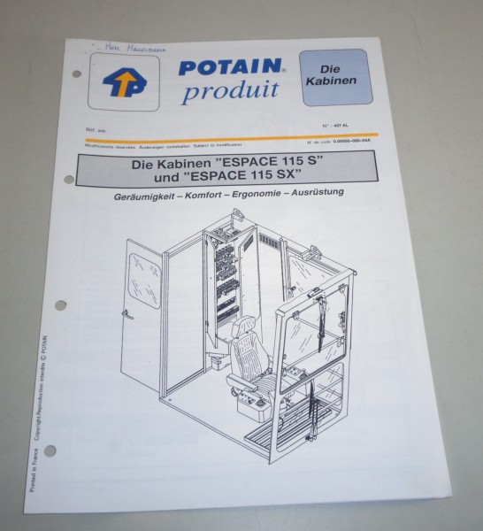 Produkt Datenblatt Potain Kabinen Espace 115 S + SX