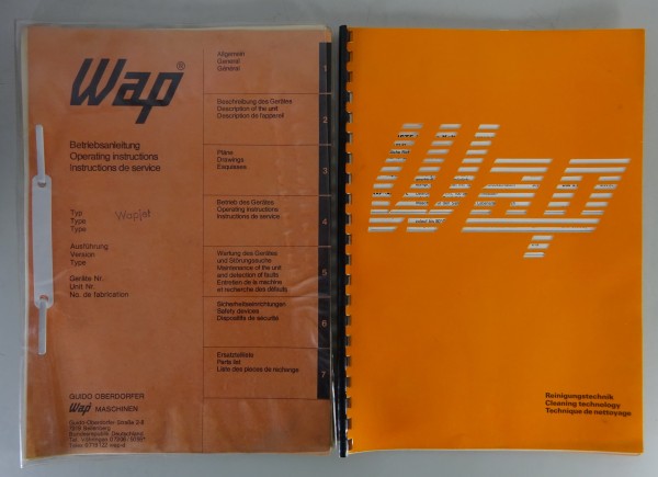 Betriebsanleitung / Ersatzteilliste WAP Wapjet Hochdruckreiniger Stand 08/1981