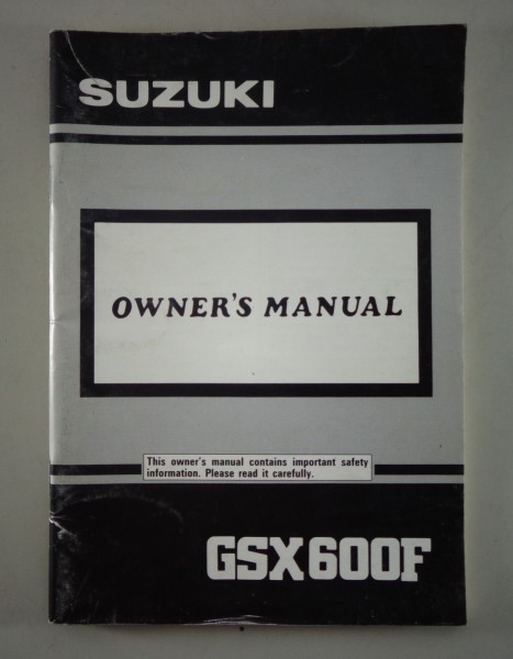 Owner's Manual / Handbook Suzuki GSX 600 F from 05/1990