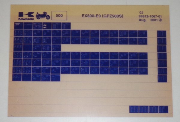 Microfich Ersatzteilkatalog Kawasaki GPZ 500 S EX 500 E9 Model 02 Stand 08/01