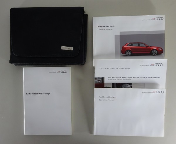 Owner's Manual / handbook + Wallet Audi A3 Sportback Typ 8P + Quattro from 2009