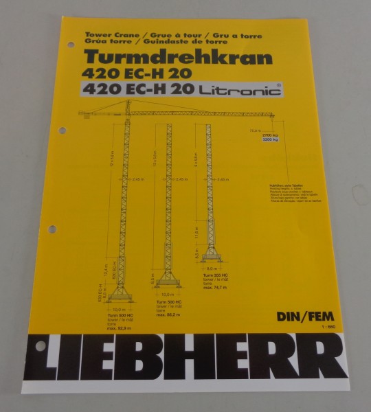 Datenblatt Liebherr Turmdrehkran 420 EC-H 20 / Litronic von 03/2001