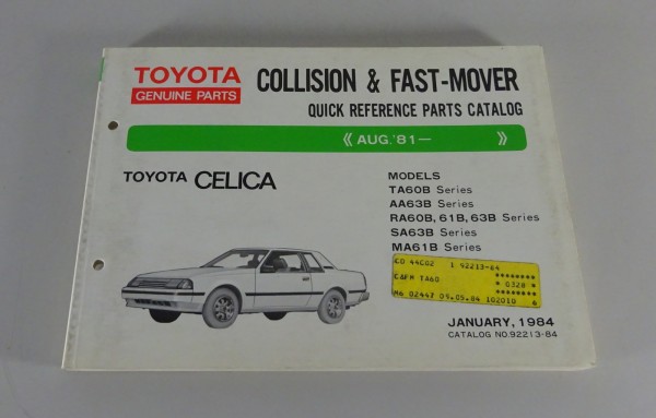 Parts Catalog / Spare Parts List Toyota Celica TA6 '81 from 01/1984