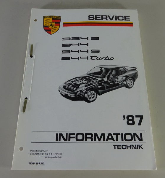 Werkstatthandbuch / Service Info Porsche 924 S + 944 / S / Turbo Modelljahr 1987