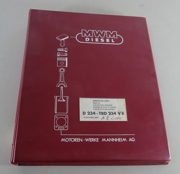 Teilekatalog / Ersatzteilliste MWM Motor D 234 / TBD 234 V8 Stand 04/1985
