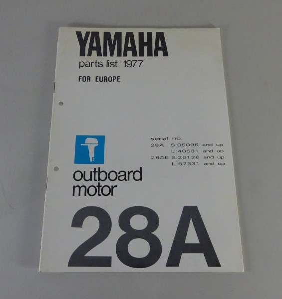 Teilekatalog / Parts List Yamaha Außenborder 28A Modell '77 Stand 08/1977