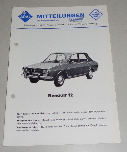 Service Mitteilung Aral Renault 12 / R12 von 06/1971