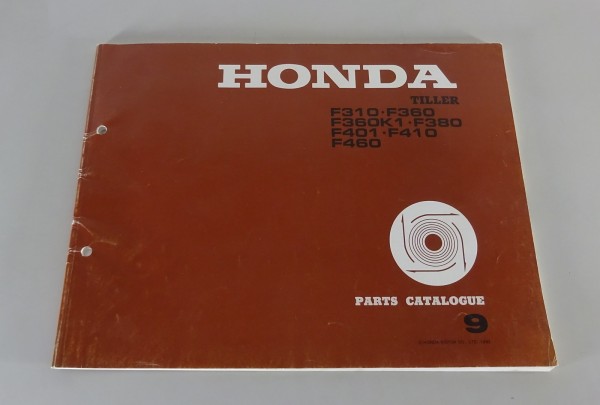 Parts Catalogue Honda Tiller F 310/360/360K1/380/401/410/460 from 12/1992