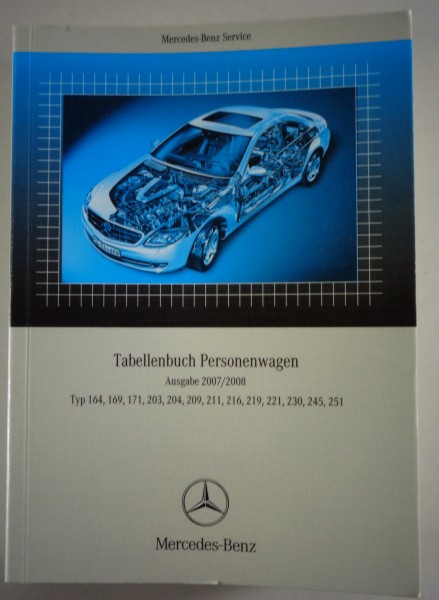 Tabellenbuch Mercedes Benz 164 169 171 203 209 211 216 219 221 230 245 251 07/08