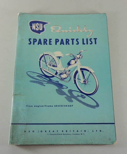 Spare Parts list NSU Quickly ab Motor Nr. 208 685 / 225 052