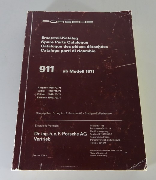 Teilekatalog / Spare parts list Porsche 911 Modelljahr 1971 - 1972
