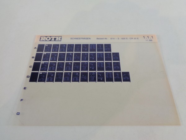 Microfich Teilekatalog Roth Toro Schneefräsen S - 620 E / CR 20 E von 11/1989