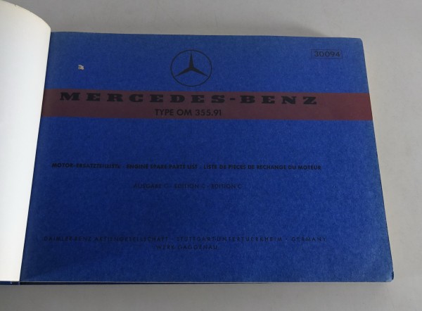 Teilekatalog / Ersatzteilliste Mercedes Benz Diesel Motor OM 355.91 Stand 03/69