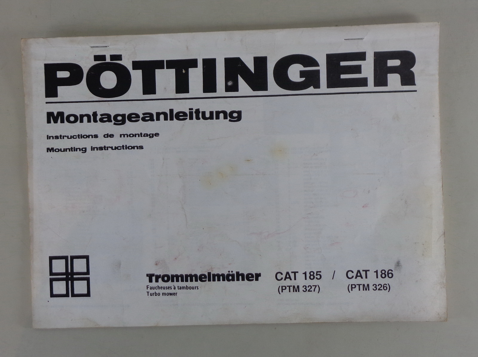 Werkstatthandbuch/ Montageanleitung Trommelmähwerk CAT 185/CAT 186 
