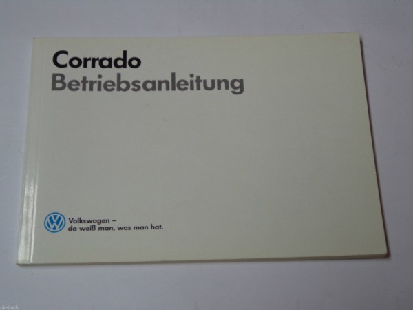 Betriebsanleitung / Handbuch VW Corrado Stand 09/1988