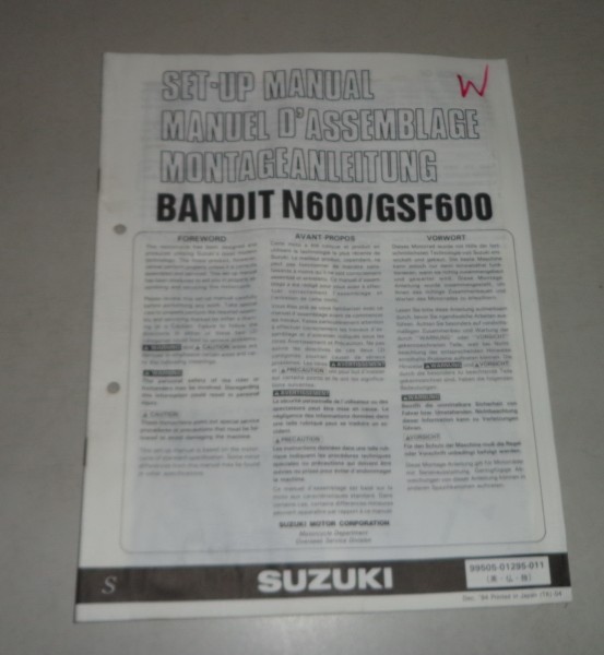Montageanleitung / Set Up Manual Suzuki Bandit N600 / GSF600 Stand 12/1994