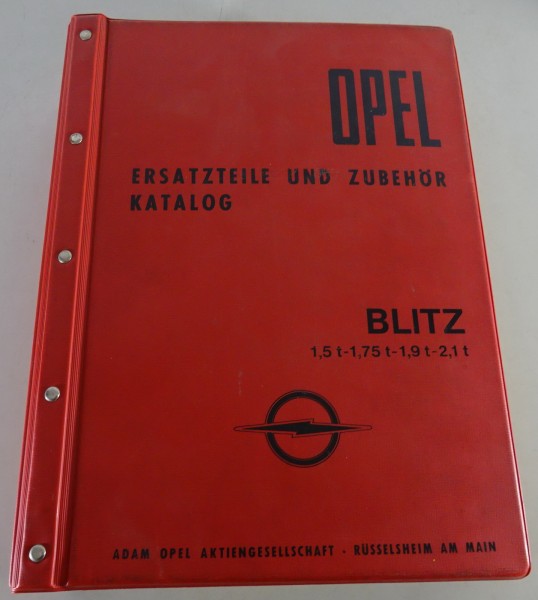 Catalogue de pièces / accessoires Opel Blitz 1,5t / 1,75t / 1,9t de 04/1971