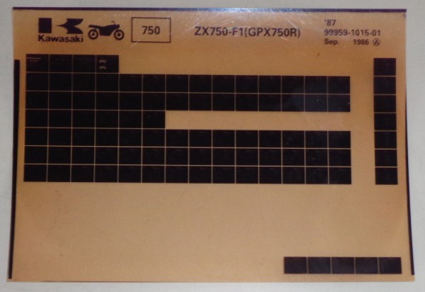 Microfich Ersatzteilkatalog Kawasaki GPX 750 R ZX 750 F1 Model 1987 Stand 09/86
