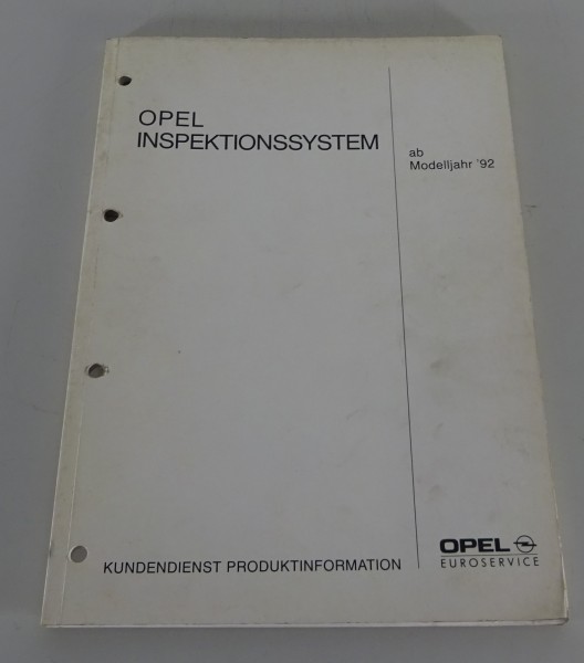 Werkstatthandbuch Produktinformation Opel Inspektionssystem ab Modelljahr 1992