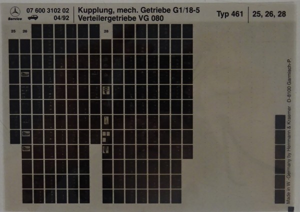 Microfich Werkstatthandbuch Mercedes G-Klasse W461 Kupplung, Getriebe G1 1992