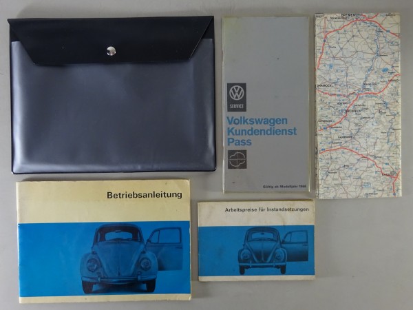 Bordmappe + Betriebsanleitung VW Käfer 1300 / 1500 inkl. Cabrio Stand 08/1966