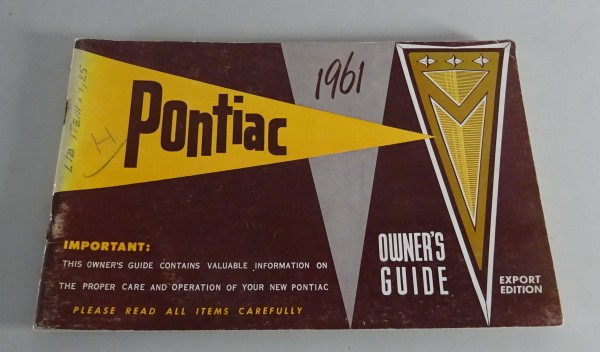 Owner´s Manual / Handbook Pontiac Strato Chief / Laurentian / Parisienne '1961