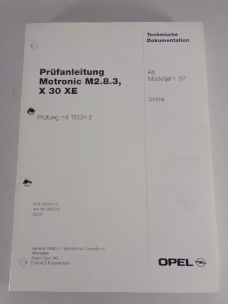 Werkstatthandbuch Prüfanleitung Opel Sintra Motronic M2.8.3 ab Modelljahr 1997