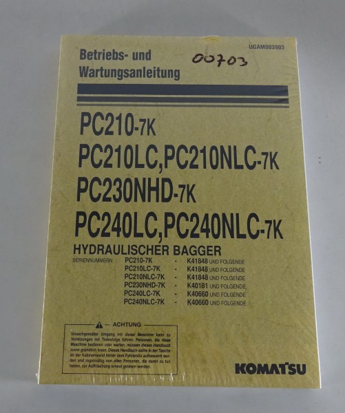 Betriebsanleitung Komatsu Hydraulikbagger PC210-7K PC210LC PC230NLC-7K von 2005