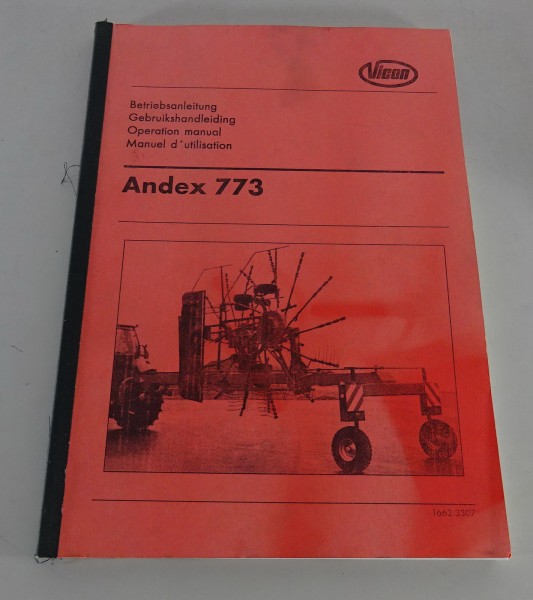 Betriebsanleitung / Handbuch Vicon Heuwender Andex 773 Stand 03/2000