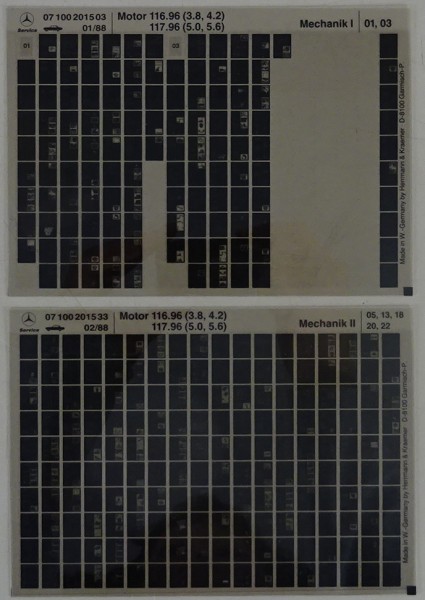 Microfich Teilekatalog Mercedes-Benz M 116.96 / 117.96 Mechanik I - II 1988