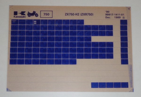 Microfich Ersatzteilkatalog Kawasaki ZXR 750 ZX 750 H2 Model 1990 Stand 12/89