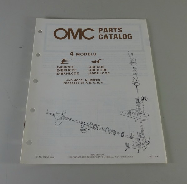 Teilekatalog Johnson Evinrude Außenborder / Outboards 4 Models Stand 5/1986