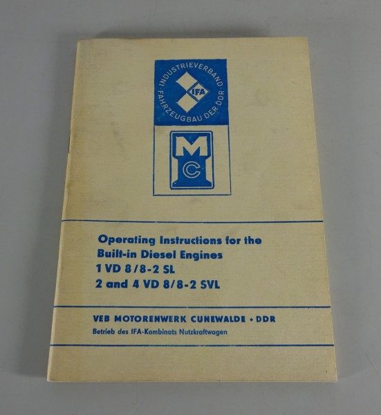 Owner's Manual IFA Built-in Diesel Engine 1 VD 8/8-2SL + 2&4 VD 8/8-2SVL '1980