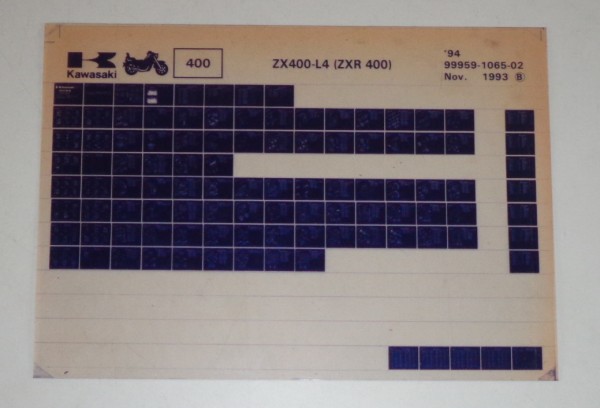 Microfich Ersatzteilkatalog Kawasaki ZXR 400 ZX 400 L1 Model 1991 Stand 02/91