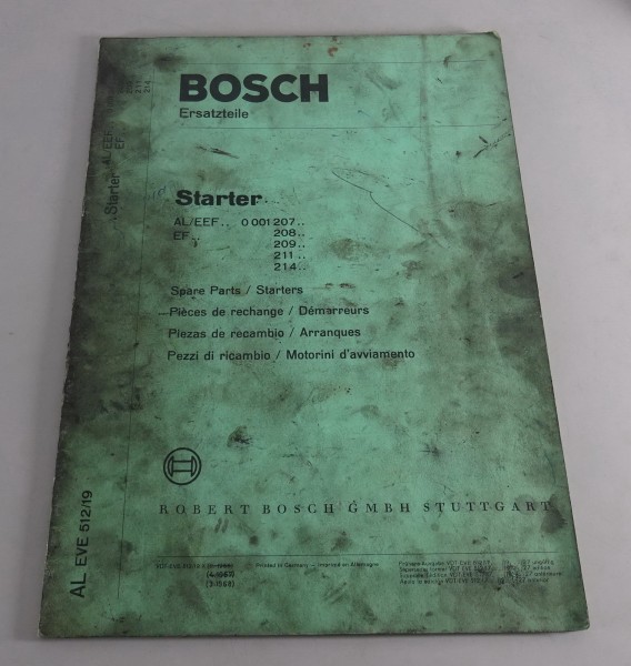 Teilekatalog Bosch Starter AL/EEF.. / EF.. Stand 03/1968