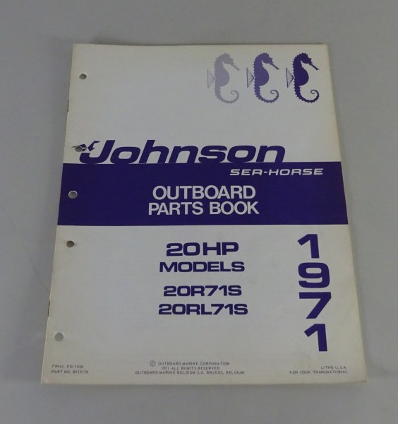 Teilekatalog OMC Johnson Outboards 20 PS Models Stand 1971