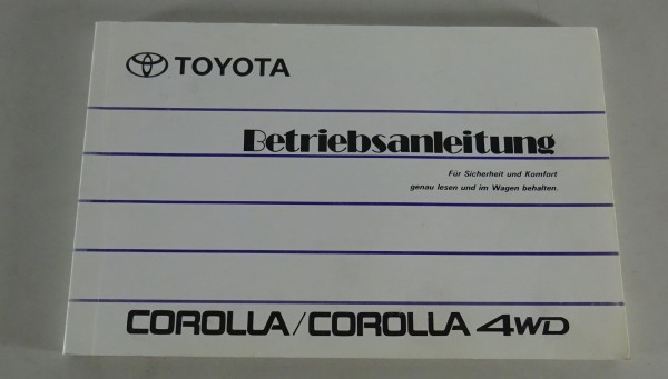 Betriebsanleitung / Handbuch Toyota Corolla / Corolla 4WD Stand 1990