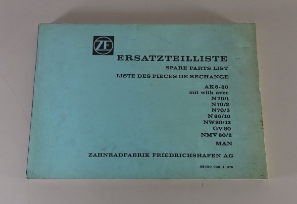Teilekatalog / Spare parts list ZF Allklauen Sechsgang Getriebe AK 6-80 '03/1967