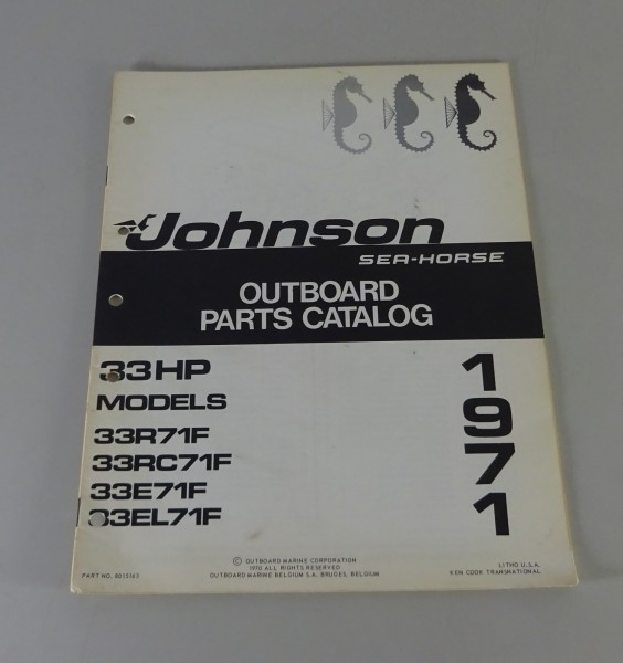 Teilekatalog OMC Johnson Outboards 33 PS Models Stand 1971