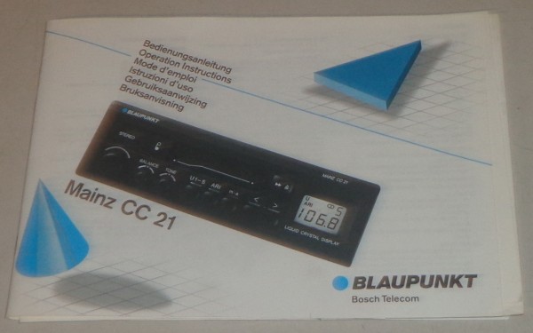 Betriebsanleitung Blaupunkt Autoradio Mainz CC 21 Stand 08/1991