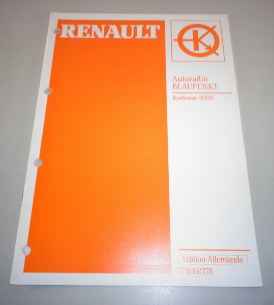 Werkstatthandbuch Renault Autoradio Blaupunkt - Radiosat 2000 Stand 1997