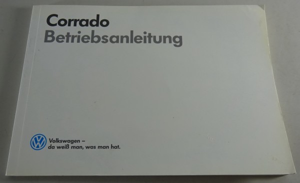 Betriebsanleitung / Handbuch VW Corrado G60 Stand 09/1988