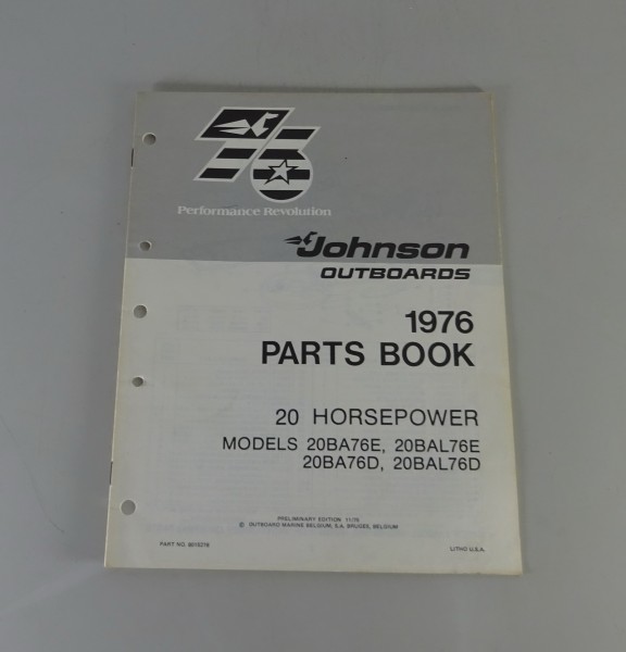 Teilekatalog OMC Johnson Outboards 20 PS Models Stand 11/1975